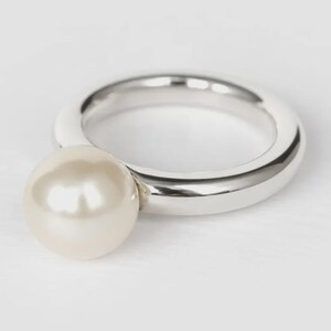 SMALL PEARL RING, pearl ring, white pearl ring, big pearl ring, pearl silver ring, pearl statement ring,unique pearl ring,pearl wedding ring image 3