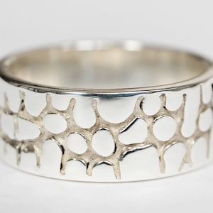 CREATE TEXTURE RING, textured organic silver ring, solid ring, womens hammered silver band, rough rugged ring, wide heavy silver ring