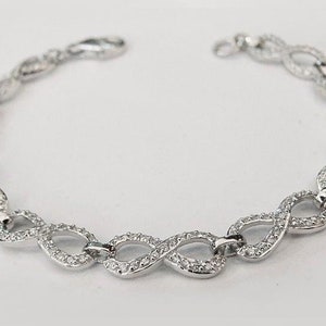 stone set infinity bracelet, infinity jewelry, infinity bracelet, best friend bracelet, silver infinity bracelet, eternity bracelet