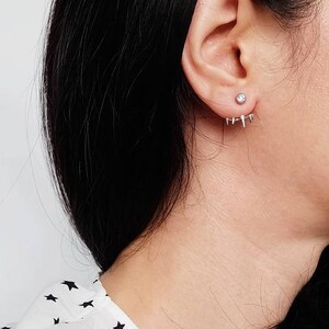 two way spike earring, ear jacket, ear jacket earrings, two way earring, silver ear jacket, double sided earring, front back earrings