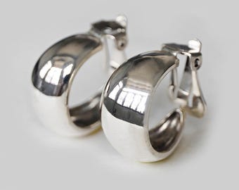 Creolen-Ohrringe, minimalistische Ohrclips, Huggie-Ohrringe, klobige Ohrringe, Huggie-Creolen in Silber