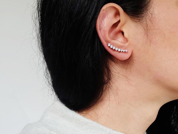 Eight cz earring diamond earrings minimalist earrings line | Etsy