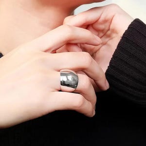WIDE HEAVY RING, sterling silver ring, thick concave ring, heavy ring, wide band, thumb ring, statement ring, solid ring, wide ring, band