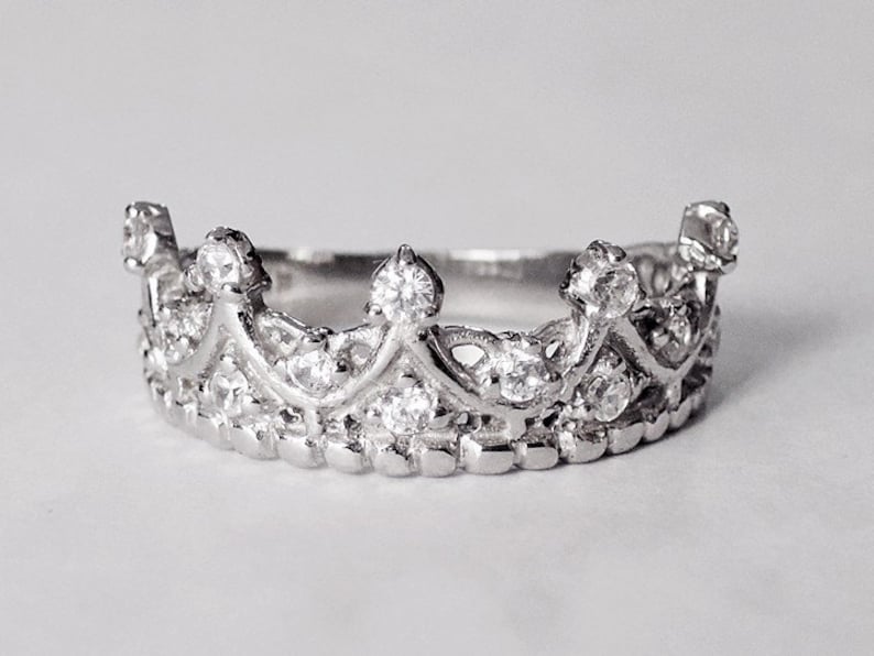 Cz crown ring princess ring tiara ring disney crown ring | Etsy