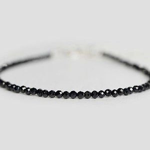 black spinel bracelet, beaded bracelet, gemstone bracelet, minimalist bracelet, tiny beads bracelet, unisex spinel jewelry, spinel bracelet