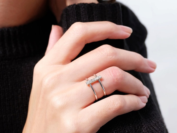 Two Band Ring, Line Ring, Minimalist Ring, Modern Ring, Simple Ring ...
