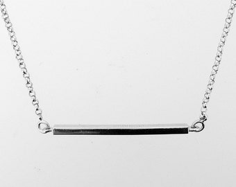 square bar necklace, bar necklace, square bar, bar, simple necklace, silver bar necklace, silver necklace, square neckalce, bar pendant