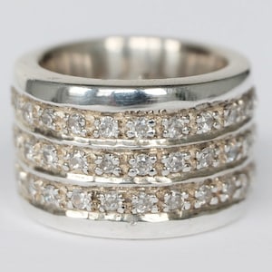 ZIRCONIA STATEMENT RING, cubic zirconia ring, silver band ring, cz ring, big ring, heavy ring, large ring, wide ring, band ring, solid ring