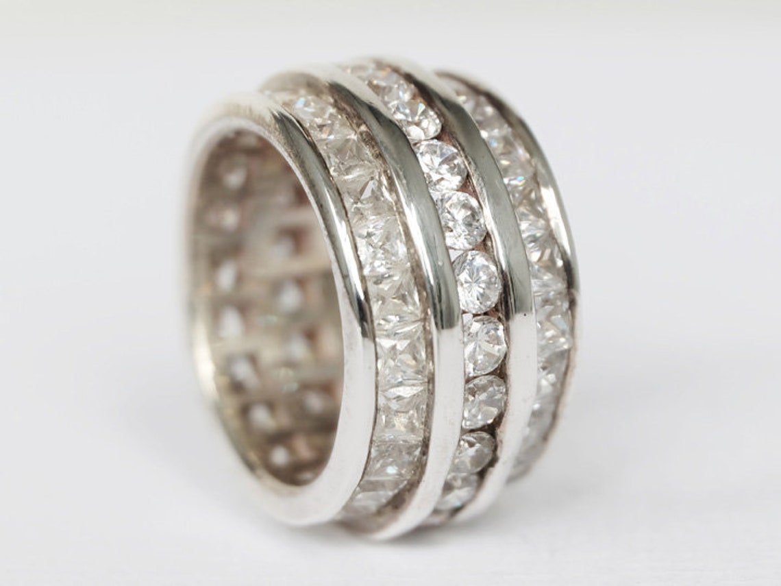 ZIRCONIA STATEMENT RING Cubic Zirconia Ring Silver Band Etsy
