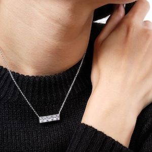 cz quadratische Bar Halskette, geometrische Halskette, zierliche Halskette, geometrische Schmuck, alltägliche Halskette, quadratischer Schmuck, quadratischer Anhänger