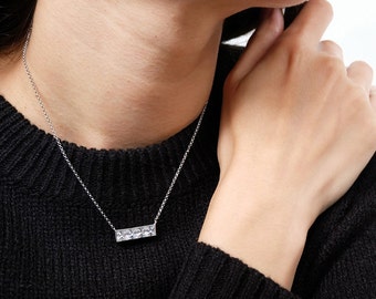 cz square bar necklace, geometric necklace, dainty necklace, geometric jewelry, everyday necklace, square jewelry, square pendant