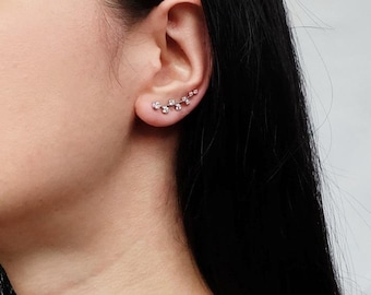 Pendientes trepadores de orejas, delicados, diminutos, minimalistas, pendientes trepadores, pendientes trepadores, delicados, trepadores
