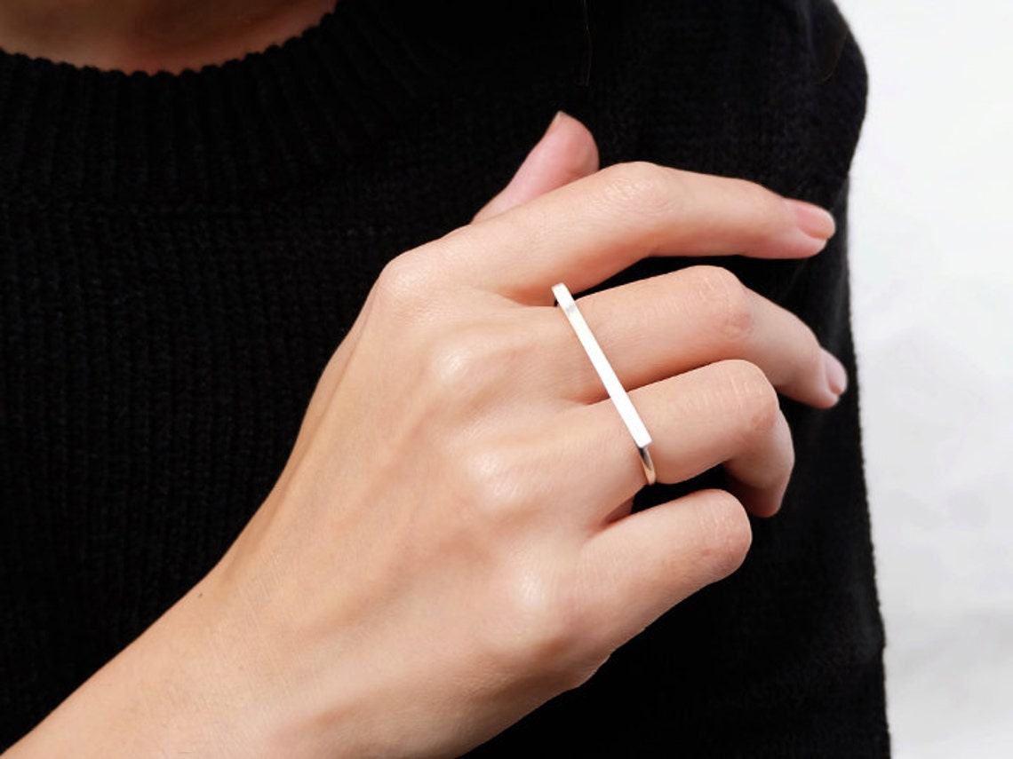 Double Finger Band Ring Adjustable Ring Minimal Ring Double Etsy