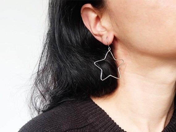 Buy Big Star Earrings Star Earrings Silver Star Earrings Silver
