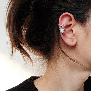 ear cuff squid, ear cuff climber, silver ear cuff, squid earring, earcuff, ear climber, silver ear cuff, animal ear cuff, animal jewelry