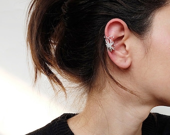 ear cuff squid, ear cuff climber, silver ear cuff, squid earring, earcuff, ear climber, silver ear cuff, animal ear cuff, animal jewelry