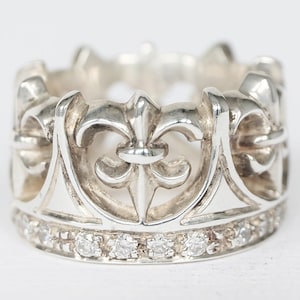 FLEUR DE LIS Kronenring,Silber Kronenring,Königskronenring,Kronenring Silber,Königskronenring,Kronenring,Fleur de Lis Ring,Fleur de Lis