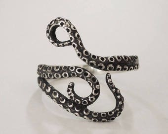 bague pieuvre, bague pieuvre réglable, bague pieuvre, bague ancienne, bijoux pieuvre, bague réglable, anneau tentacule pieuvre, anneau calmar