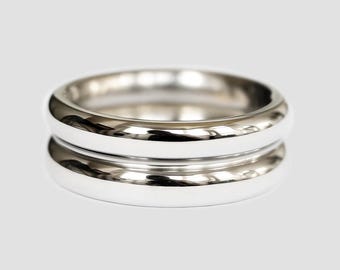 Gerillter Silberring, Unisex-Minimalistenring, polierter klobiger Ehering, moderner Statementring für Sie oder Ihn