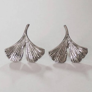 ginkgo earrings, nature earrings, silver earrings, leaf earrings, ginkgo biloba leaf, gift for her, ginkgo, ginkgo jewelry, ginkgo leaf