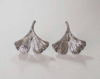 ginkgo earrings, nature earrings, silver earrings, leaf earrings, ginkgo biloba leaf, gift for her, ginkgo, ginkgo jewelry, ginkgo leaf