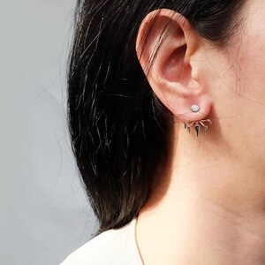 two way spike earring, ear jacket, ear jacket earrings, two way earring, silver ear jacket, double sided earring, front back earrings
