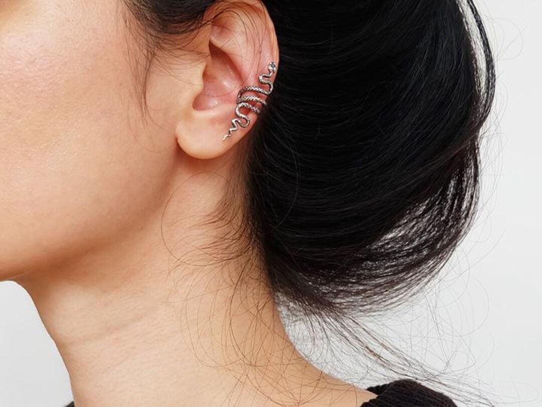 Snake Ear Cuff, Snake Earrings, Silver Ear Cuff, Snake, Animal