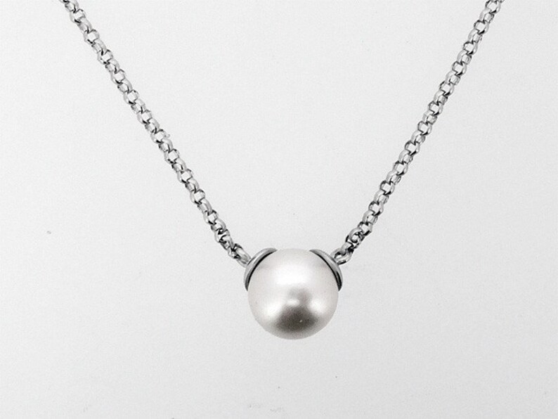 pearl necklace, tiny freshwater pearl necklace, gift for her, minimal necklace, small pearl, small pearl necklace, delicate pearl necklace image 2