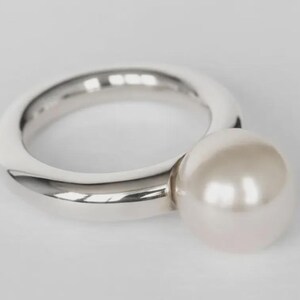 SMALL PEARL RING, pearl ring, white pearl ring, big pearl ring, pearl silver ring, pearl statement ring,unique pearl ring,pearl wedding ring image 4