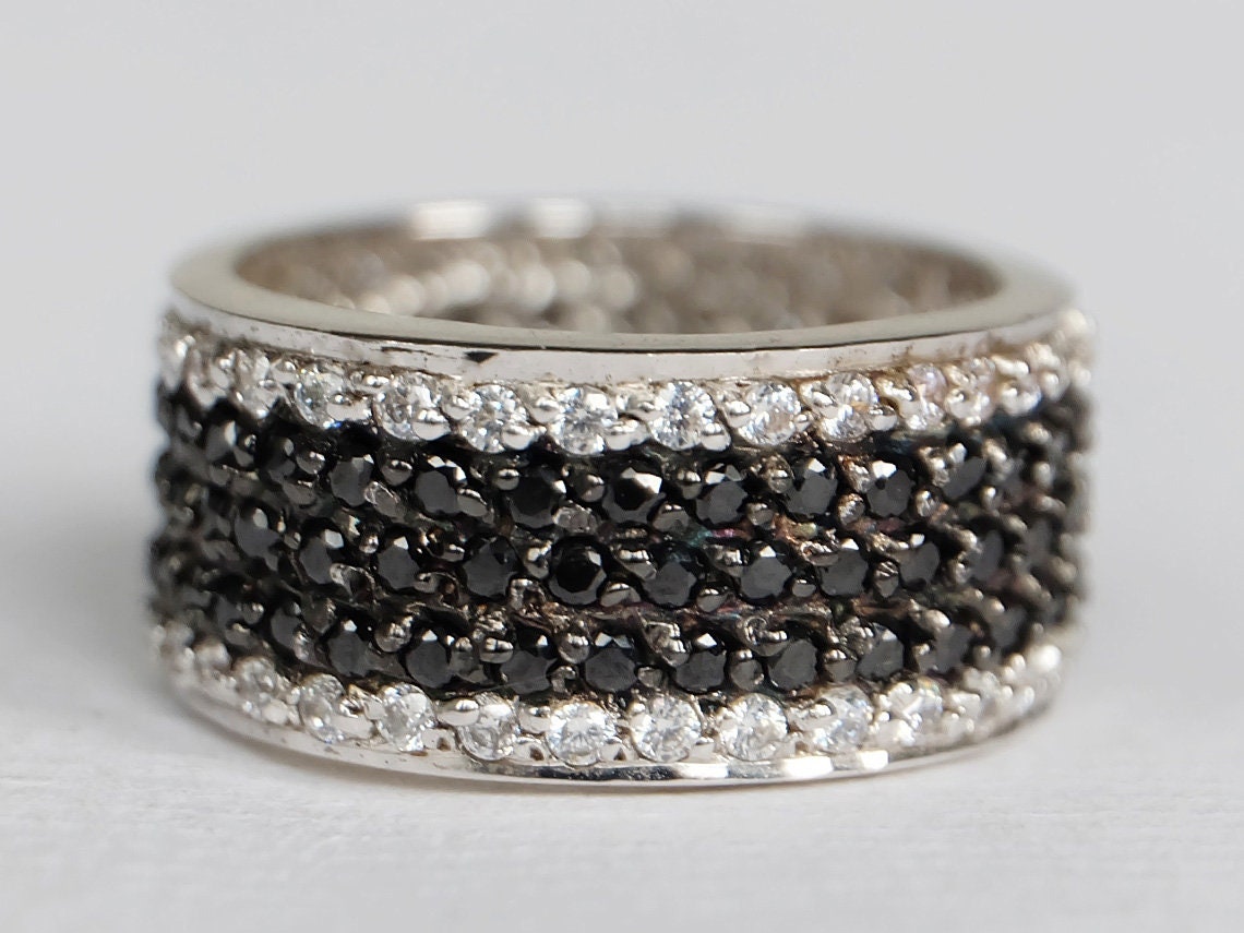 STATEMENT DESIGN RING Wide Pave Ring Pave Gemstone Ring Etsy