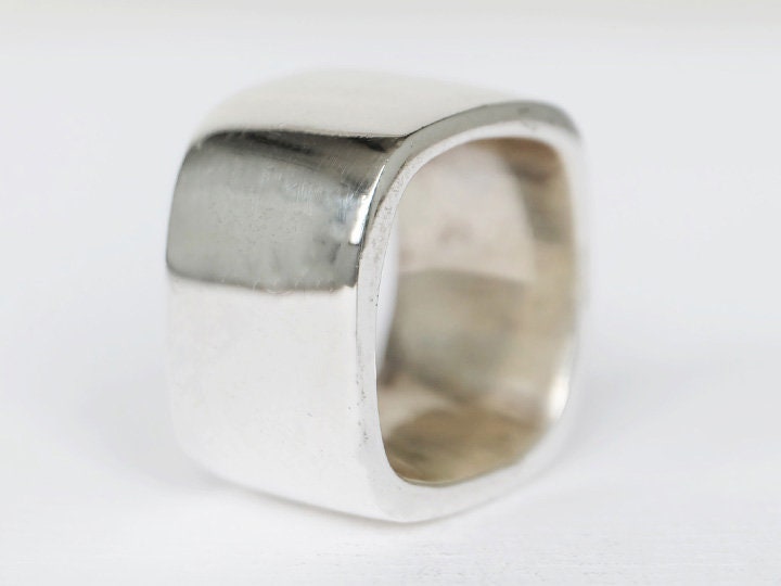 SQUARE SOLID RING Square Solid Silver Ring Silver Unisex - Etsy