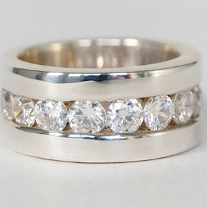 TOPAZ STATEMENT RING, white topaz ring, solid ring, silver ring, 925 solid silver ring, topaz ring, heavy ring, band ring, large ring, topaz