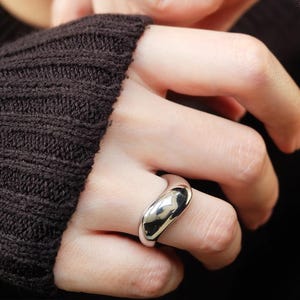 Chunky Dome Silver Ring, Bold Minimalist Band, High Polish Statement Ring, Unisex Wide Band Jewelry, Modern Sterling Silver Dome Ring