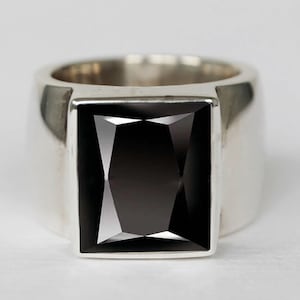 WIDE BLACKCZ RING, wide sterling silver ring, wide band ring, silver ring, band ring, thick ring, heavy ring, cubic zirconia band,solid band