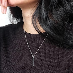 square bar necklace, bar necklace, square bar, bar, simple necklace, silver bar necklace, silver necklace, square neckalce, bar pendant