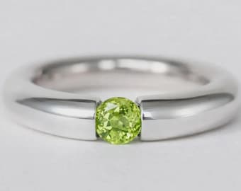 PERIDOTBANDSRING, peridotring, 925 massivt sterlingsilverring, stor peridotring, tung ring, statementring, ring med augusti-födelsesten