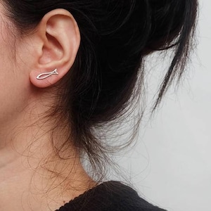 fish earrings, nautical jewelry, women gift, silver fish earrings, good luck gifts, sea jewelry, beach jewelry, minimalist earrings, fish