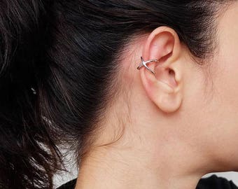 criss cross ear cuff, cartilage ear cuff, no pierce ear cuff, simple ear cuff, x ear cuff, cross ear cuff, cuff earrings, minimal ear cuff