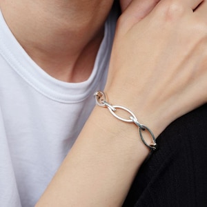 marquise chain bracelet, chunky 925 sterling silver chain link bracelet, geometric thick chain Bracelet, geometric bracelet, link bracelet