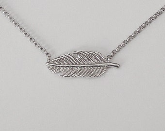 leaf necklace, silver leaf necklace, flower necklace, unique necklace, leaf jewelry, delicate necklace, leaf pendant, handmade necklace