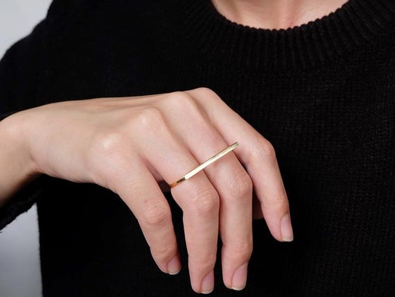 Double Finger Band Ring Adjustable Minimal Ring