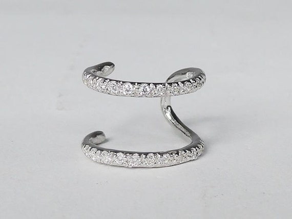 Numbering♥ #3125 Double Line Pave Ear Cuff Cz Double Line Ear Cuffs, Ear Cuff, Ear Cuff No Piercing