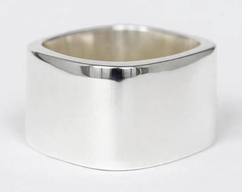 Viereckiger massiver Ring, quadratischer massiv Silberring, Unisex Silberring, Statement Ring, geometrischer Ring, Rechteckring, Quadratring