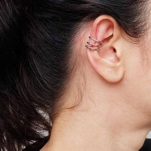 triple line ear cuffs, triple wire ear cuff, dainty jewelry, sterling silver ear cuff, modern ear cuff, minimal ear cuff, cartilage earring