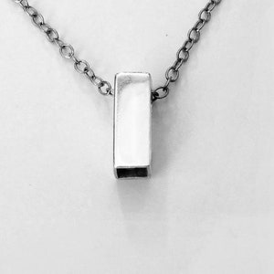 small square bar necklace, bar necklace, square bar, simple necklace, silver bar necklace, silver necklace, square neckalce, bar pendant