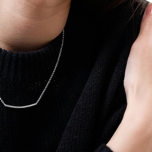 bar curve necklace, bar necklace, square bar, bar, simple necklace, silver bar necklace, silver necklace, square neckalce, bar pendant