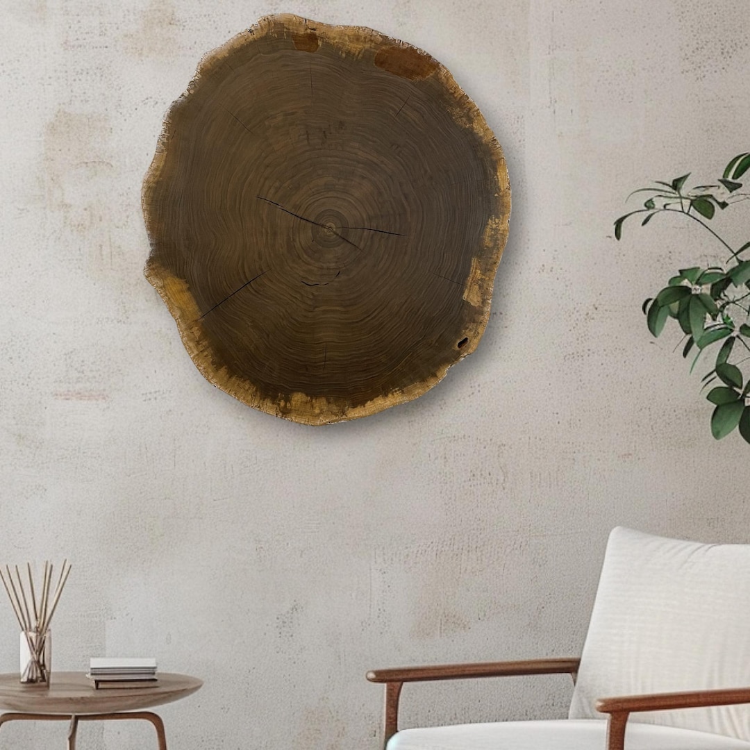 Timber Slab Wall Decor Reference: End Grain Walnut Wood Slab Wall Art