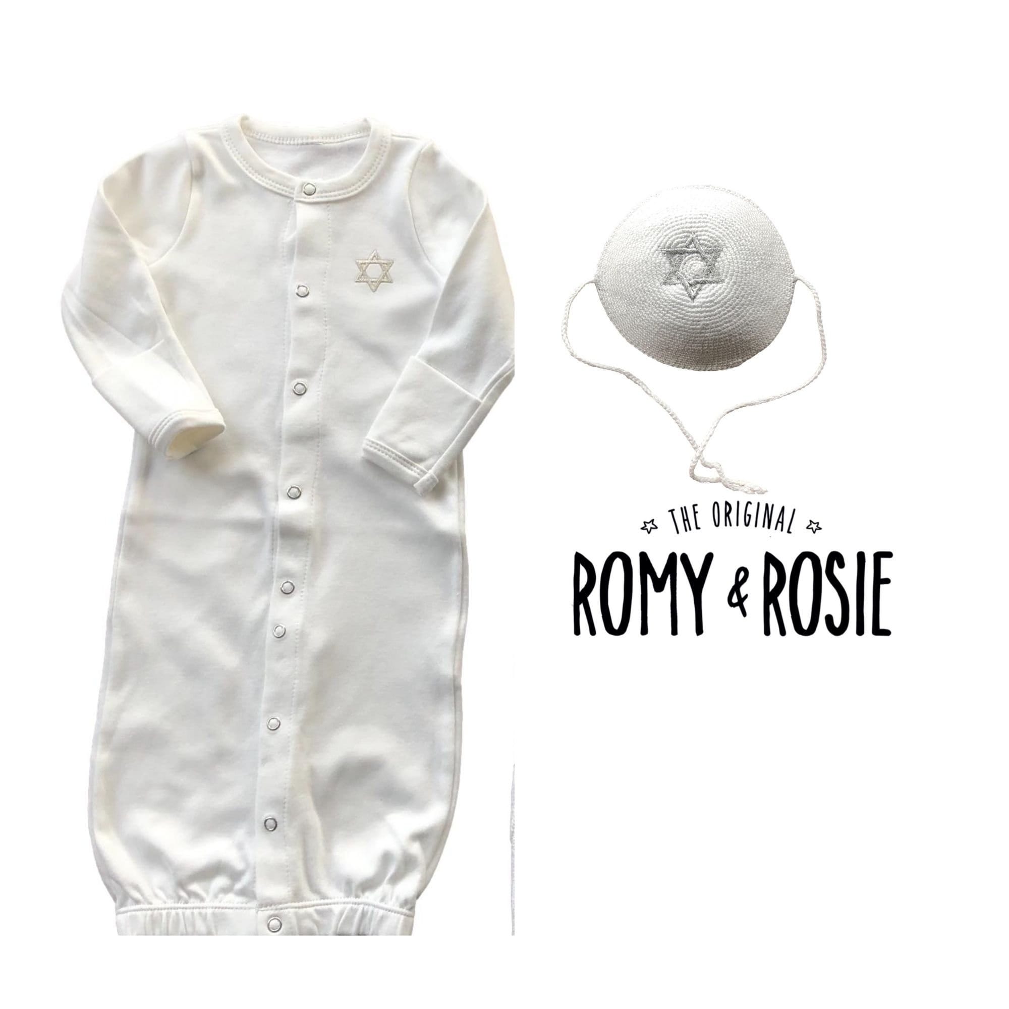 Brit / Bris Milah Outift - Convertible Gown and Baby Kippah with Ties