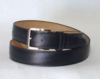 CERVO 3,5 - Classic men's belt in genuine deer leather. Height 3.5 cm. Various colors. Brass/nickel satin buckle Handcrafted product