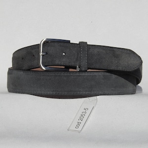 BRANGUS - Classic suede belt for men in genuine leather. Height 3.5 cm. Various colors. Artisanal product. Satin zamak buckle.